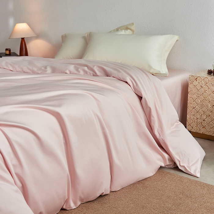 轩和家居 2025新款50S贡缎长绒棉纯棉单被套单品被套被套单件 夏恋粉