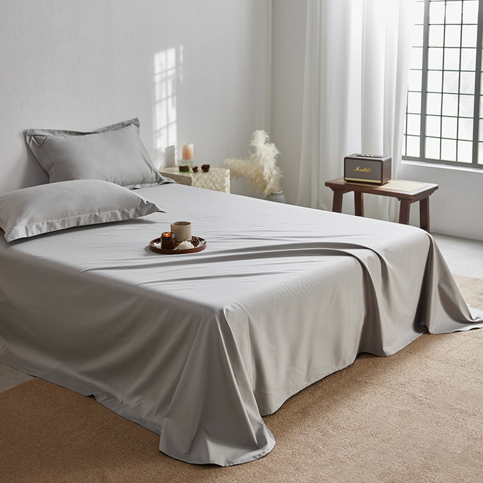 91家纺网 家纺一手货源 找家纺 轩和家居 2025新款50S贡缎长绒棉纯棉单床单单品床单床单单件 雅士灰