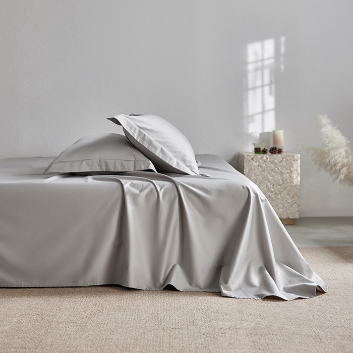 91家纺网 家纺一手货源 找家纺 轩和家居 2025新款50S贡缎长绒棉纯棉单床单单品床单床单单件 雅士灰