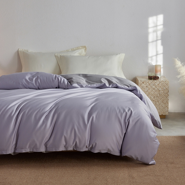 91家纺网 家纺一手货源 找家纺 轩和家居 2025新款50S贡缎长绒棉纯棉单被套单品被套被套单件 仙仙紫+雅士灰