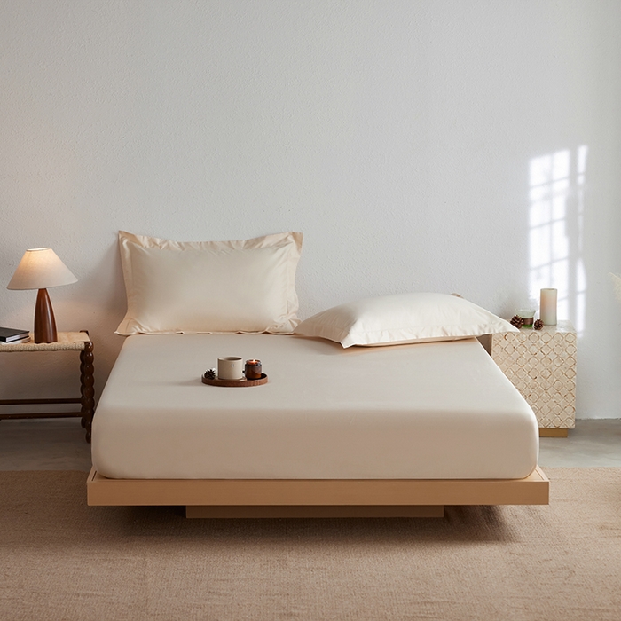 91家纺网 家纺一手货源 找家纺 轩和家居 2025新款50S贡缎长绒棉纯棉单床笠单品床笠床笠单件 浅香槟