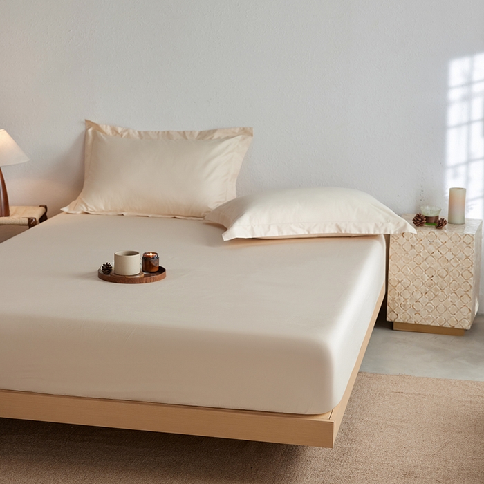 91家纺网 家纺一手货源 找家纺 轩和家居 2025新款50S贡缎长绒棉纯棉单床笠单品床笠床笠单件 浅香槟