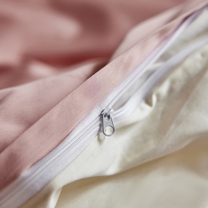 91家纺网 家纺一手货源 找家纺 轩和家居 2025新款50S贡缎长绒棉纯棉四件套 复古粉+奶芋黄