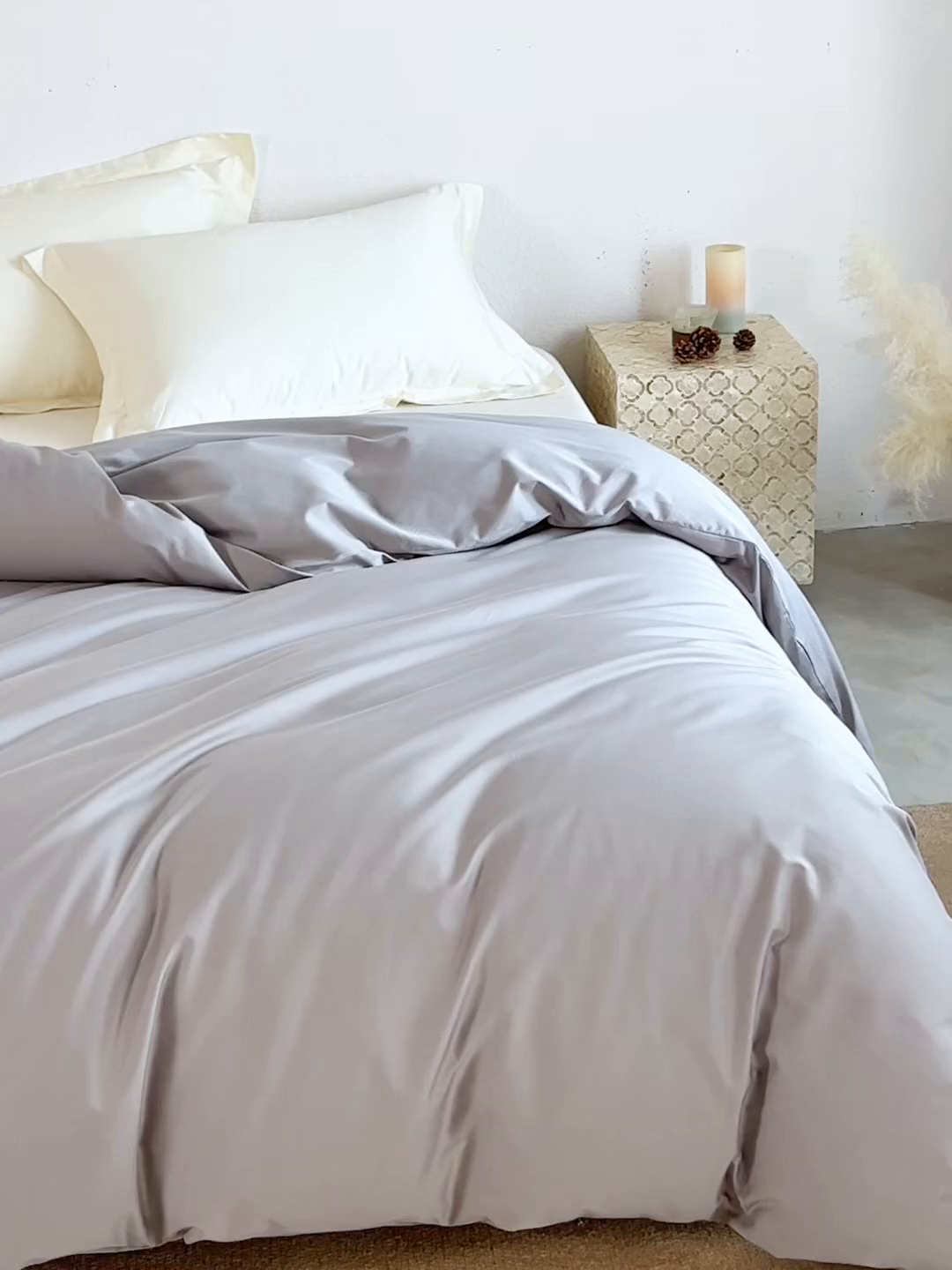 91家纺网 家纺一手货源 找家纺 轩和家居 2025新款50S贡缎长绒棉纯棉单被套单品被套被套单件 雅士灰