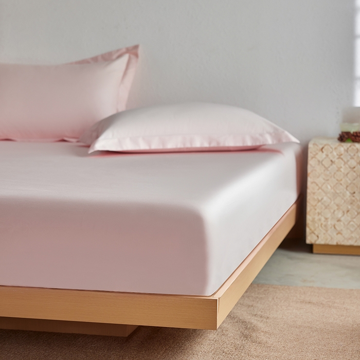 91家纺网 家纺一手货源 找家纺 轩和家居 2025新款50S贡缎长绒棉纯棉单床笠单品床笠床笠单件 夏恋粉