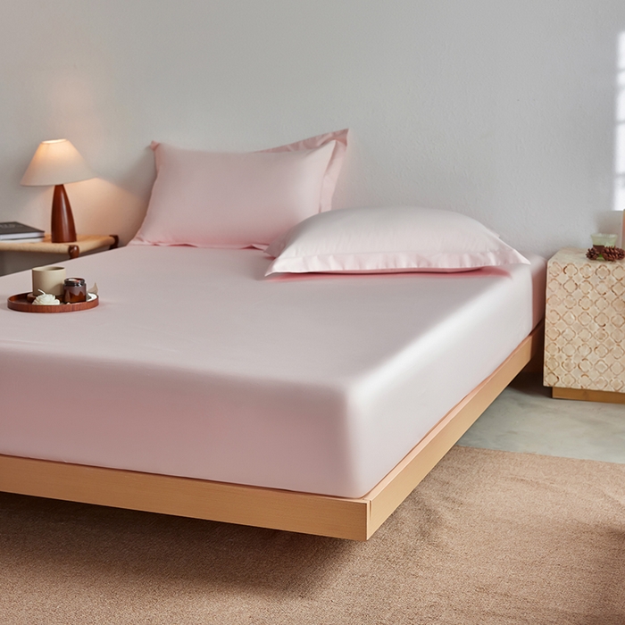 91家纺网 家纺一手货源 找家纺 轩和家居 2025新款50S贡缎长绒棉纯棉单床笠单品床笠床笠单件 夏恋粉