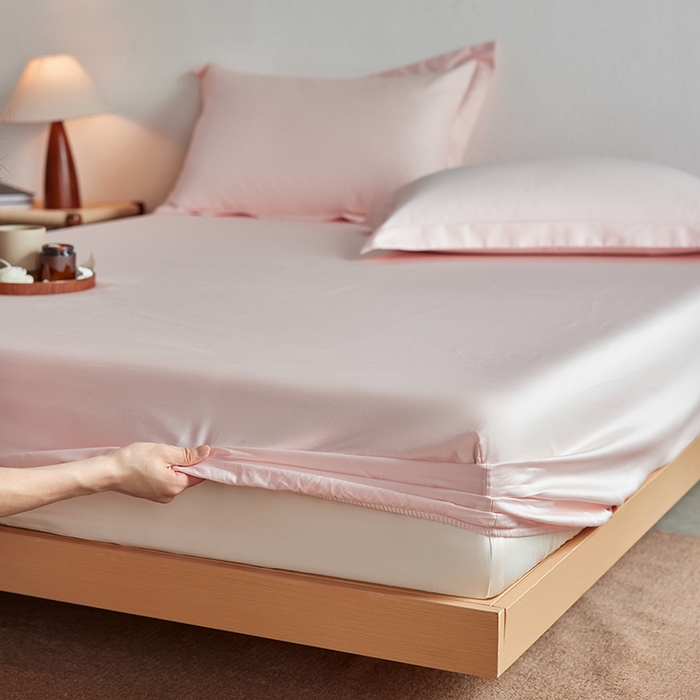 91家纺网 家纺一手货源 找家纺 轩和家居 2025新款50S贡缎长绒棉纯棉单床笠单品床笠床笠单件 夏恋粉