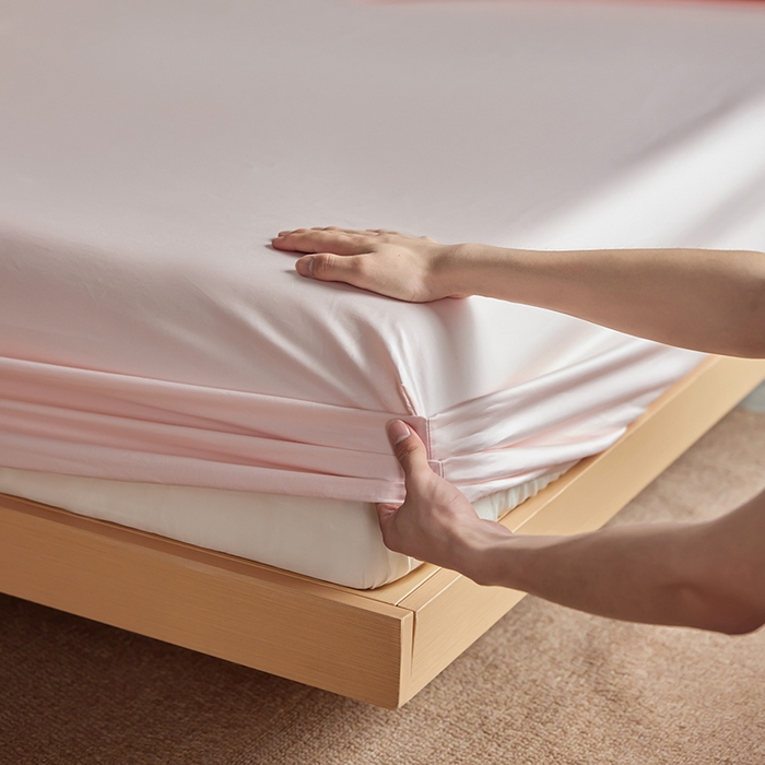 91家纺网 家纺一手货源 找家纺 轩和家居 2025新款50S贡缎长绒棉纯棉单床笠单品床笠床笠单件 夏恋粉