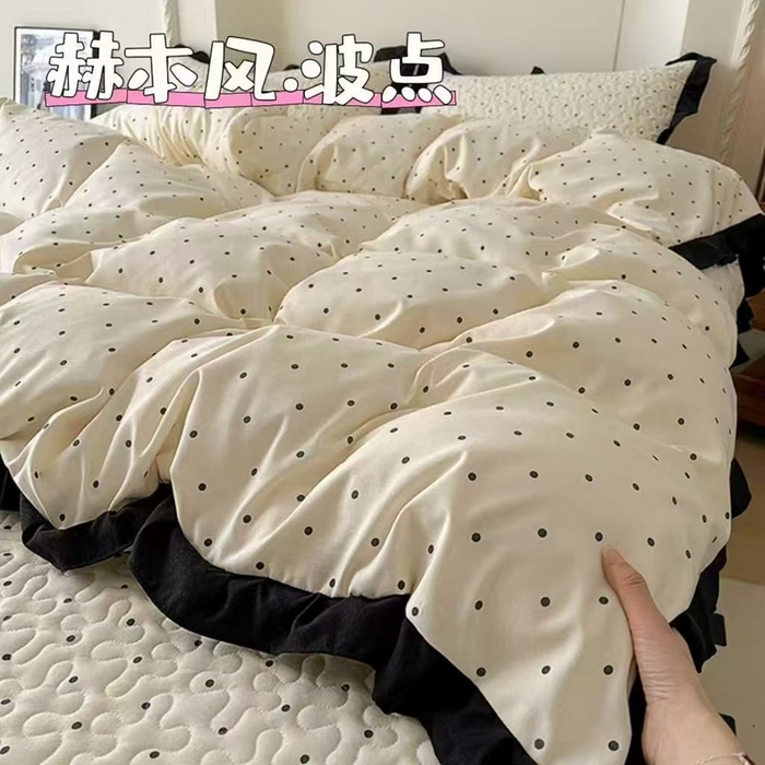 91家纺网 家纺一手货源 找家纺 美梦家纺 2025新款法式赫本风水洗棉床盖四件套系列
