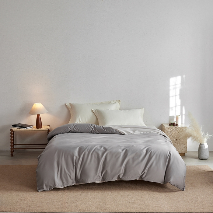 91家纺网 家纺一手货源 找家纺 轩和家居 2025新款50S贡缎长绒棉纯棉单被套单品被套被套单件 雅士灰+迷雾灰