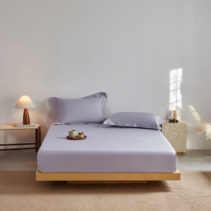 91家纺网 家纺一手货源 找家纺 轩和家居 2025新款50S贡缎长绒棉纯棉单床笠单品床笠床笠单件 仙仙紫