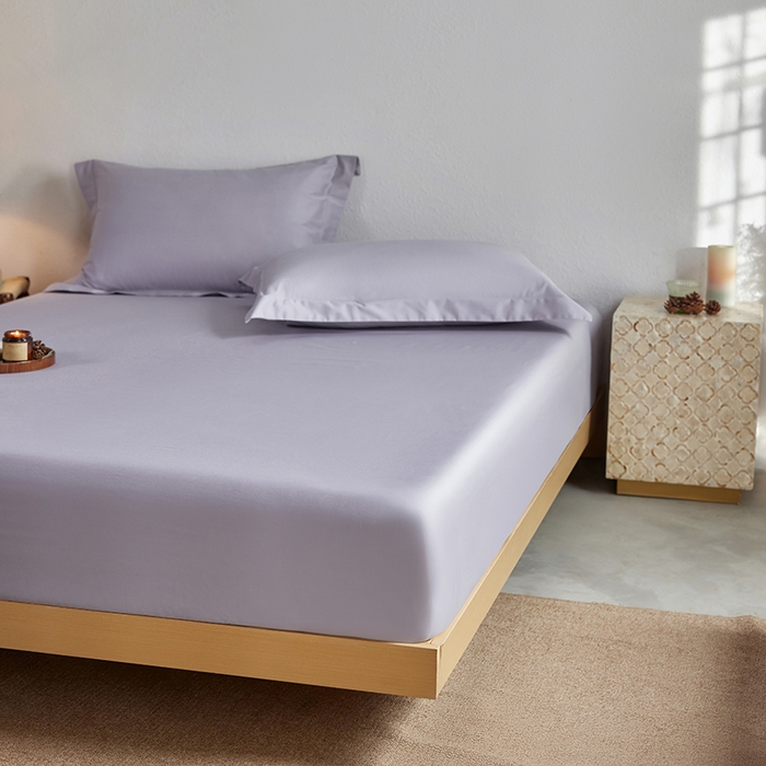 91家纺网 家纺一手货源 找家纺 轩和家居 2025新款50S贡缎长绒棉纯棉单床笠单品床笠床笠单件 仙仙紫