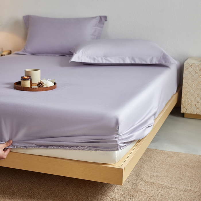 91家纺网 家纺一手货源 找家纺 轩和家居 2025新款50S贡缎长绒棉纯棉单床笠单品床笠床笠单件 仙仙紫