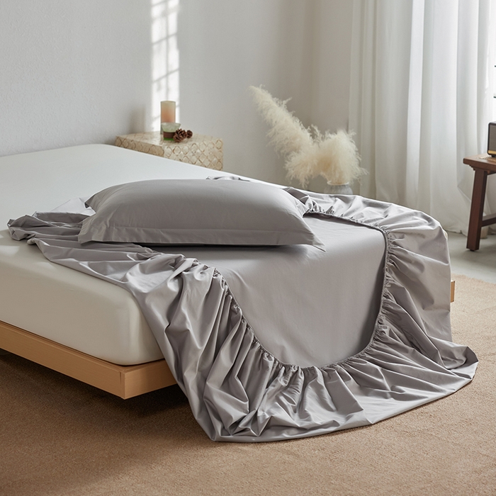 91家纺网 家纺一手货源 找家纺 轩和家居 2025新款50S贡缎长绒棉纯棉单床笠单品床笠床笠单件 雅士灰