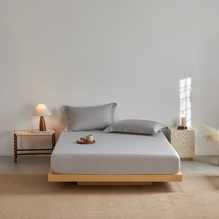 91家纺网 家纺一手货源 找家纺 轩和家居 2025新款50S贡缎长绒棉纯棉单床笠单品床笠床笠单件 雅士灰