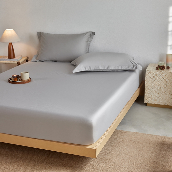 91家纺网 家纺一手货源 找家纺 轩和家居 2025新款50S贡缎长绒棉纯棉单床笠单品床笠床笠单件 雅士灰