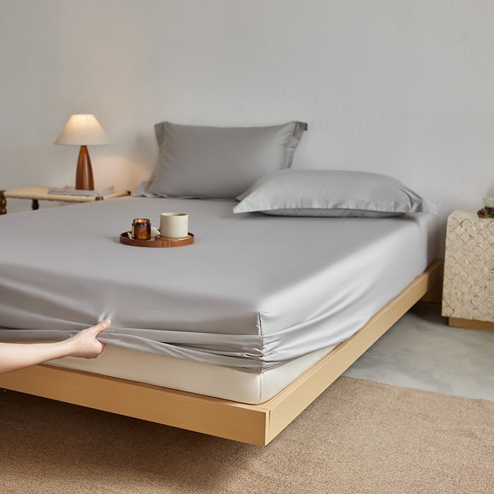 91家纺网 家纺一手货源 找家纺 轩和家居 2025新款50S贡缎长绒棉纯棉单床笠单品床笠床笠单件 雅士灰