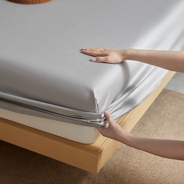 91家纺网 家纺一手货源 找家纺 轩和家居 2025新款50S贡缎长绒棉纯棉单床笠单品床笠床笠单件 雅士灰