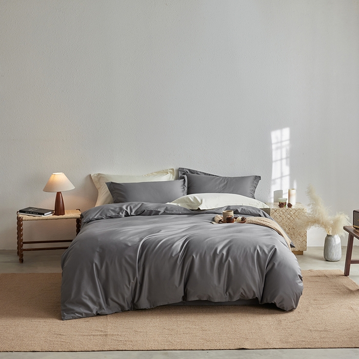 91家纺网 家纺一手货源 找家纺 轩和家居 2025新款50S贡缎长绒棉纯棉四件套 梦境灰