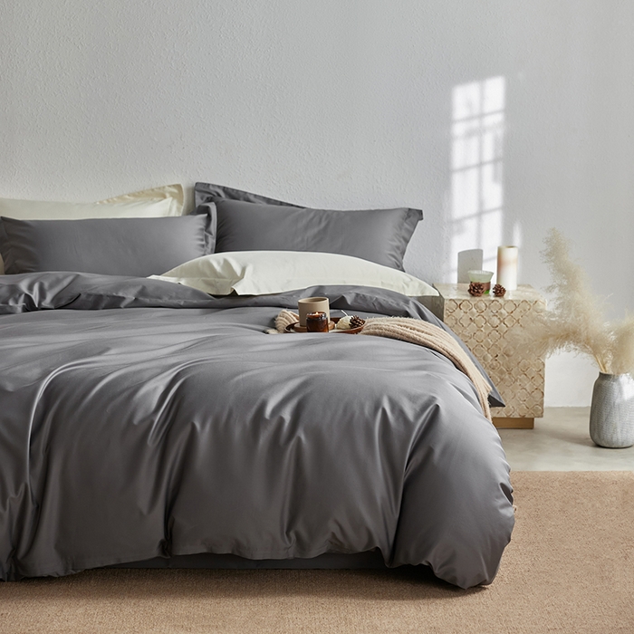 91家纺网 家纺一手货源 找家纺 轩和家居 2025新款50S贡缎长绒棉纯棉四件套 梦境灰