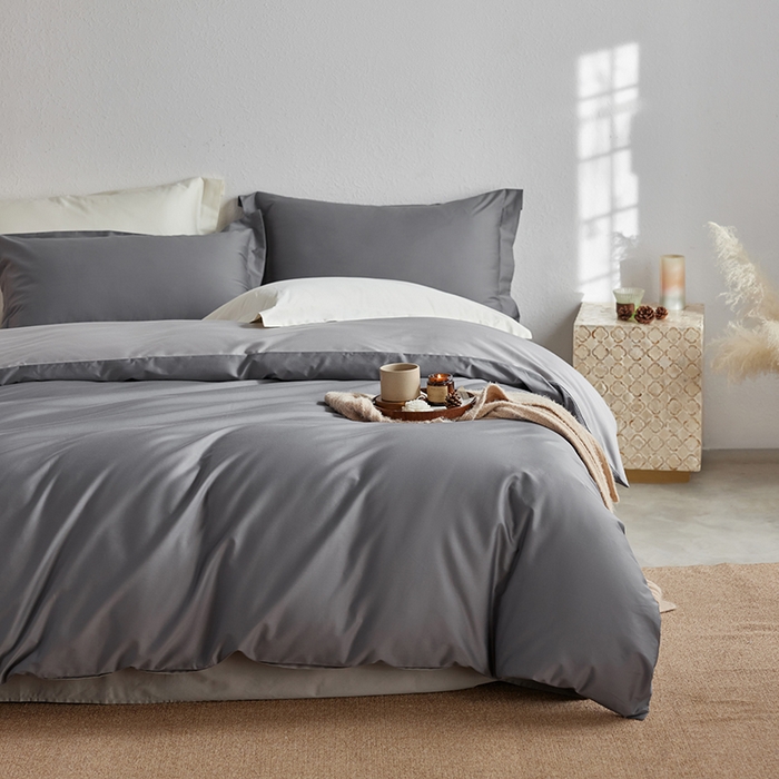 91家纺网 家纺一手货源 找家纺 轩和家居 2025新款50S贡缎长绒棉纯棉四件套 梦境灰+雅士灰