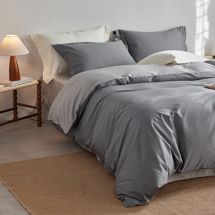 91家纺网 家纺一手货源 找家纺 轩和家居 2025新款50S贡缎长绒棉纯棉四件套 梦境灰+雅士灰