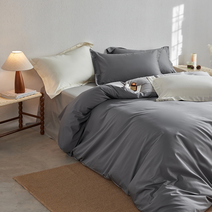 91家纺网 家纺一手货源 找家纺 轩和家居 2025新款50S贡缎长绒棉纯棉四件套 梦境灰+雅士灰
