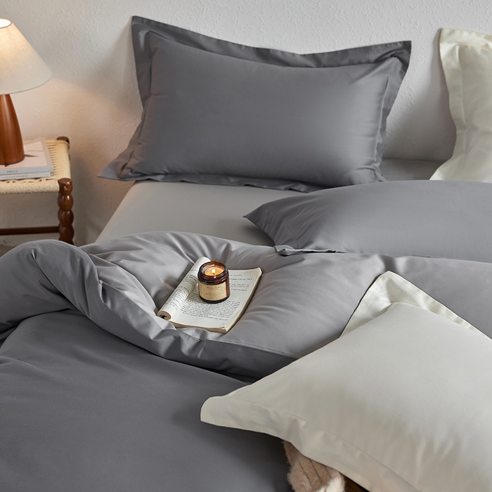 91家纺网 家纺一手货源 找家纺 轩和家居 2025新款50S贡缎长绒棉纯棉四件套 梦境灰+雅士灰