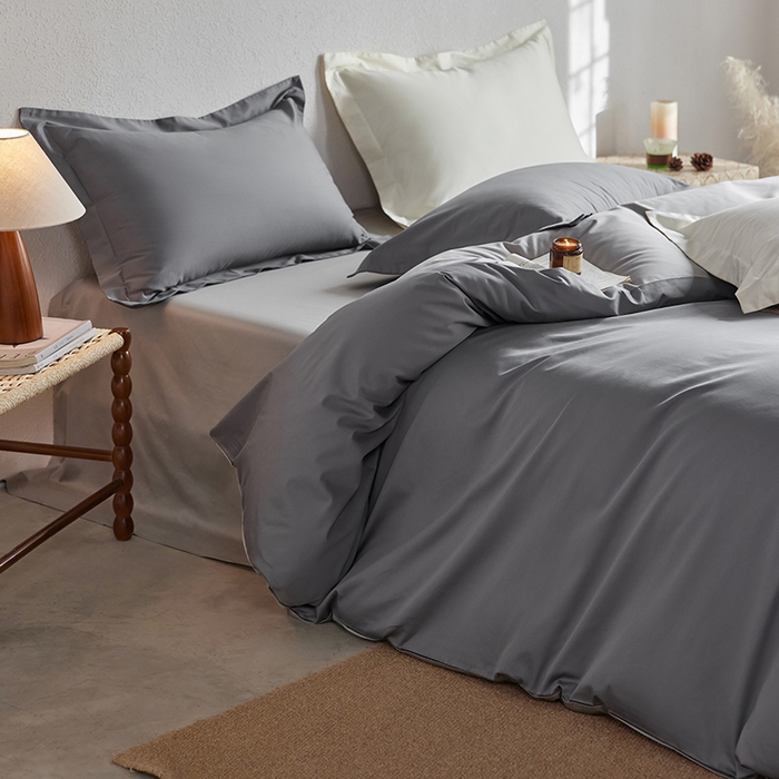 91家纺网 家纺一手货源 找家纺 轩和家居 2025新款50S贡缎长绒棉纯棉四件套 梦境灰+雅士灰
