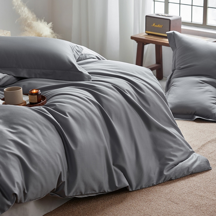 91家纺网 家纺一手货源 找家纺 轩和家居 2025新款50S贡缎长绒棉纯棉四件套 梦境灰+雅士灰