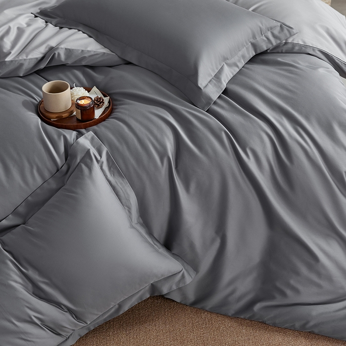 91家纺网 家纺一手货源 找家纺 轩和家居 2025新款50S贡缎长绒棉纯棉四件套 梦境灰+雅士灰