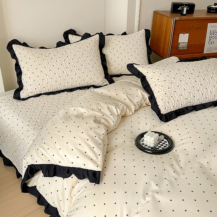 91家纺网 家纺一手货源 找家纺 美梦家纺 2025新款法式赫本风水洗棉床盖四件套系列