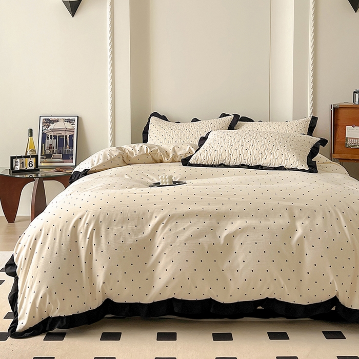 91家纺网 家纺一手货源 找家纺 美梦家纺 2025新款法式赫本风水洗棉床盖四件套系列