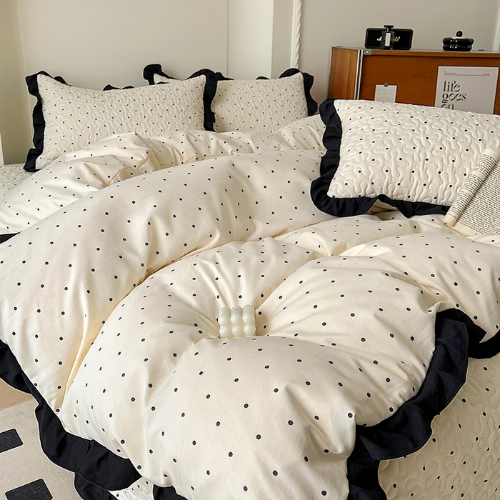 91家纺网 家纺一手货源 找家纺 美梦家纺 2025新款法式赫本风水洗棉床盖四件套系列