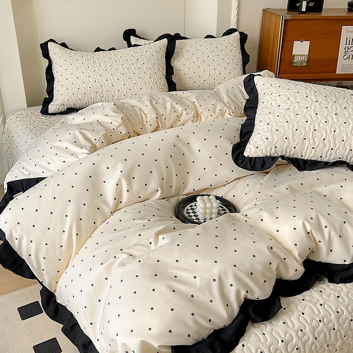 91家纺网 家纺一手货源 找家纺 美梦家纺 2025新款法式赫本风水洗棉床盖四件套系列