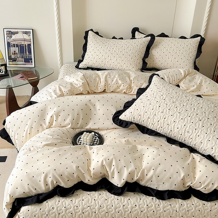 91家纺网 家纺一手货源 找家纺 美梦家纺 2025新款法式赫本风水洗棉床盖四件套系列