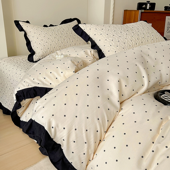 91家纺网 家纺一手货源 找家纺 美梦家纺 2025新款法式赫本风水洗棉床盖四件套系列