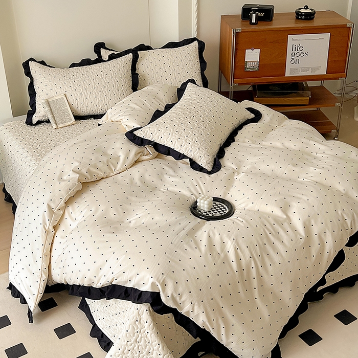 91家纺网 家纺一手货源 找家纺 美梦家纺 2025新款法式赫本风水洗棉床盖四件套系列