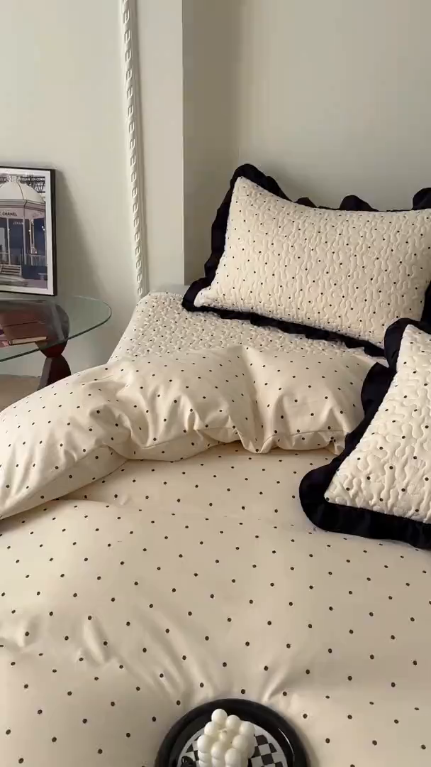 91家纺网 家纺一手货源 找家纺 美梦家纺 2025新款法式赫本风水洗棉床盖四件套系列