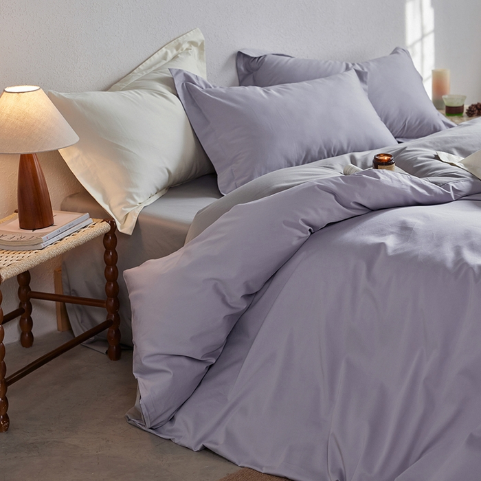 91家纺网 家纺一手货源 找家纺 轩和家居 2025新款50S贡缎长绒棉纯棉四件套 仙仙紫+雅士灰