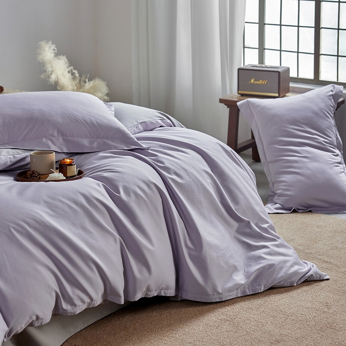 91家纺网 家纺一手货源 找家纺 轩和家居 2025新款50S贡缎长绒棉纯棉四件套 仙仙紫+雅士灰