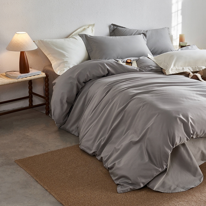 91家纺网 家纺一手货源 找家纺 轩和家居 2025新款50S贡缎长绒棉纯棉四件套 雅士灰