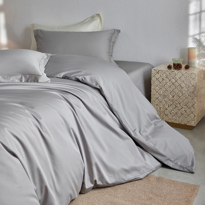 91家纺网 家纺一手货源 找家纺 轩和家居 2025新款50S贡缎长绒棉纯棉四件套 雅士灰