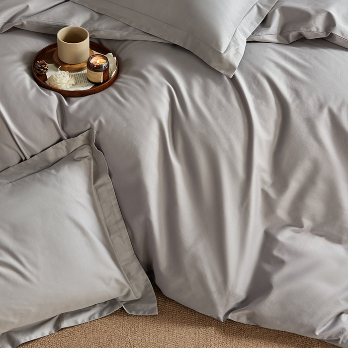 91家纺网 家纺一手货源 找家纺 轩和家居 2025新款50S贡缎长绒棉纯棉四件套 雅士灰