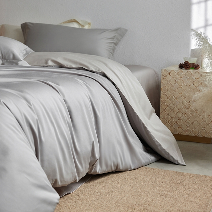 91家纺网 家纺一手货源 找家纺 轩和家居 2025新款50S贡缎长绒棉纯棉四件套 雅士灰+迷雾灰