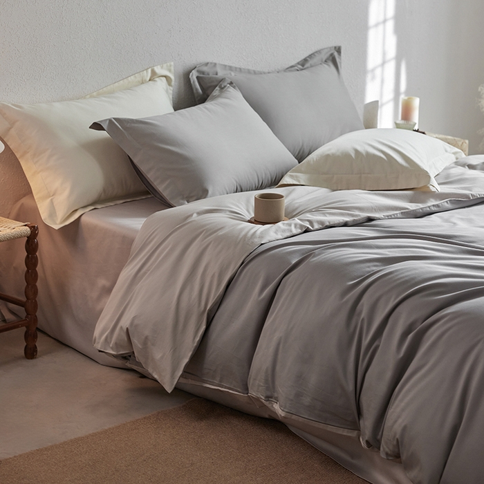 91家纺网 家纺一手货源 找家纺 轩和家居 2025新款50S贡缎长绒棉纯棉四件套 雅士灰+迷雾灰