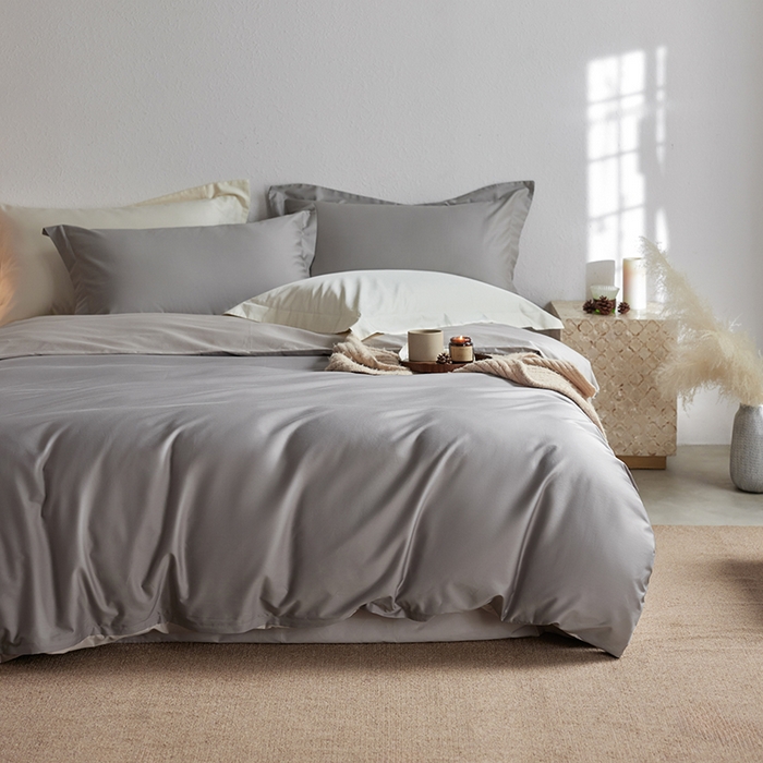 91家纺网 家纺一手货源 找家纺 轩和家居 2025新款50S贡缎长绒棉纯棉四件套 雅士灰+迷雾灰