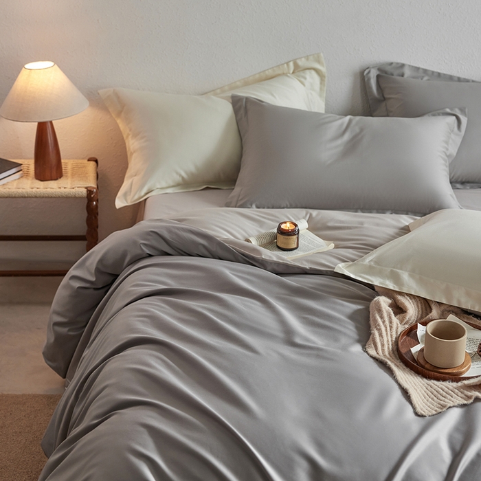 91家纺网 家纺一手货源 找家纺 轩和家居 2025新款50S贡缎长绒棉纯棉四件套 雅士灰+迷雾灰
