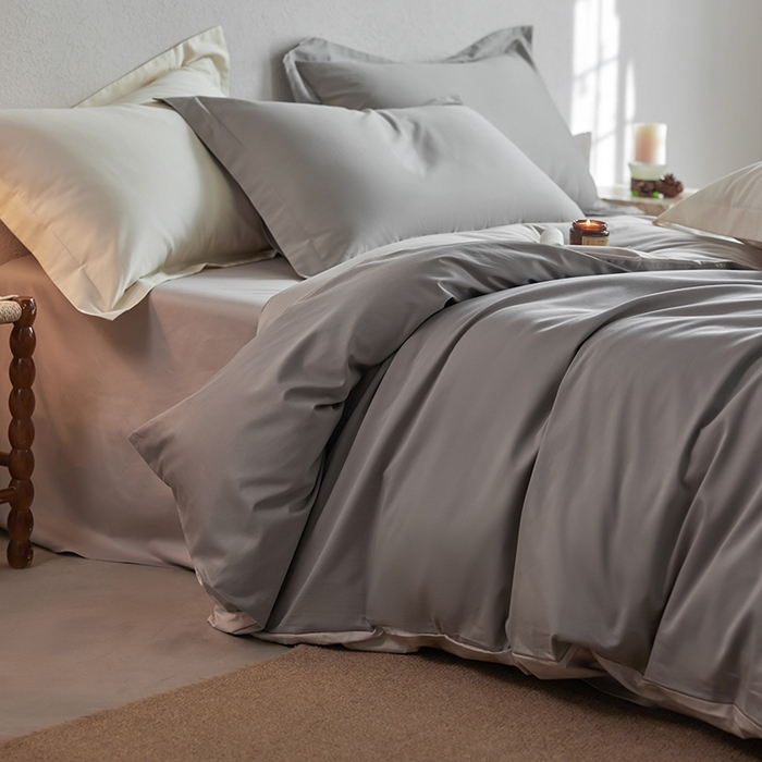 91家纺网 家纺一手货源 找家纺 轩和家居 2025新款50S贡缎长绒棉纯棉四件套 雅士灰+迷雾灰