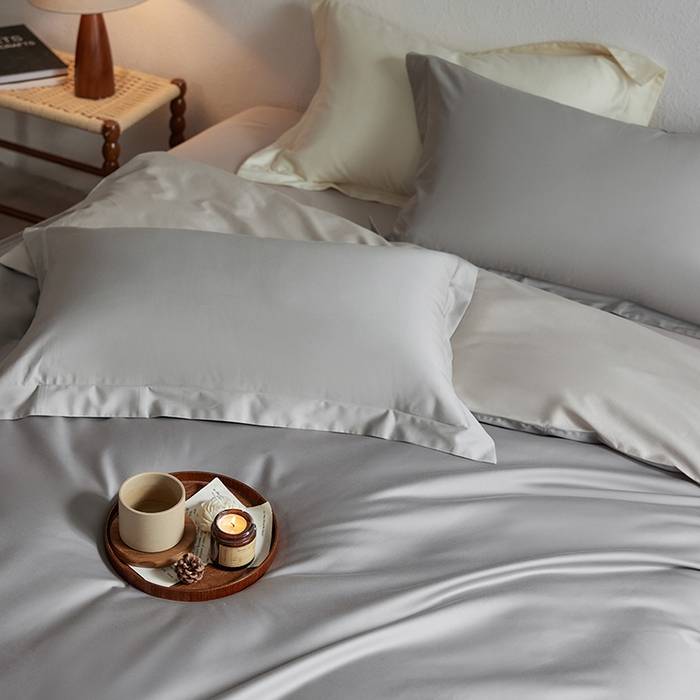 91家纺网 家纺一手货源 找家纺 轩和家居 2025新款50S贡缎长绒棉纯棉四件套 雅士灰+迷雾灰